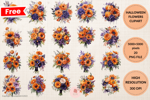 Download Free Halloween Flowers Clipart Bundle 4 - Flowers clipart Collection
