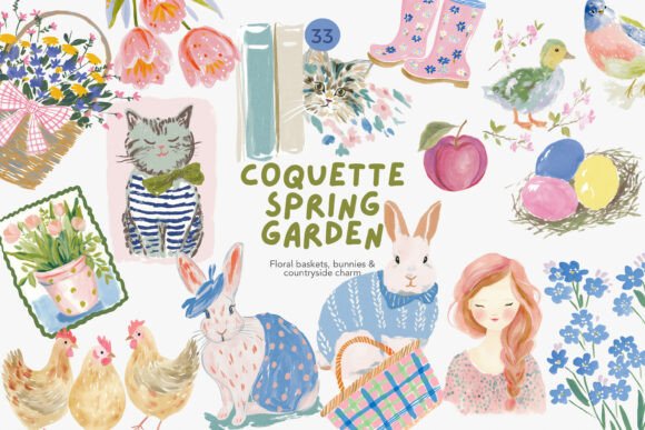 Download Coquette Spring Garden Clipart Bundle F - Premium Bundle