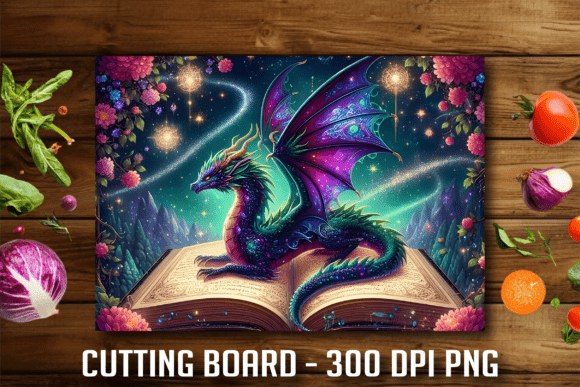 Download Magic Fairy Dragon Book Cutting Board - Fairy dragon Collection