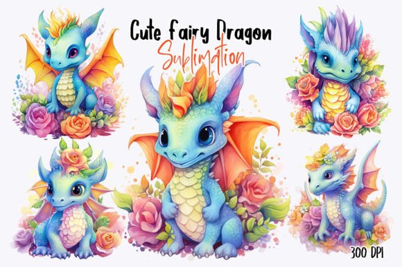 Download Cute Fairy Dragon Sublimation Clipart - Fairy dragon Collection